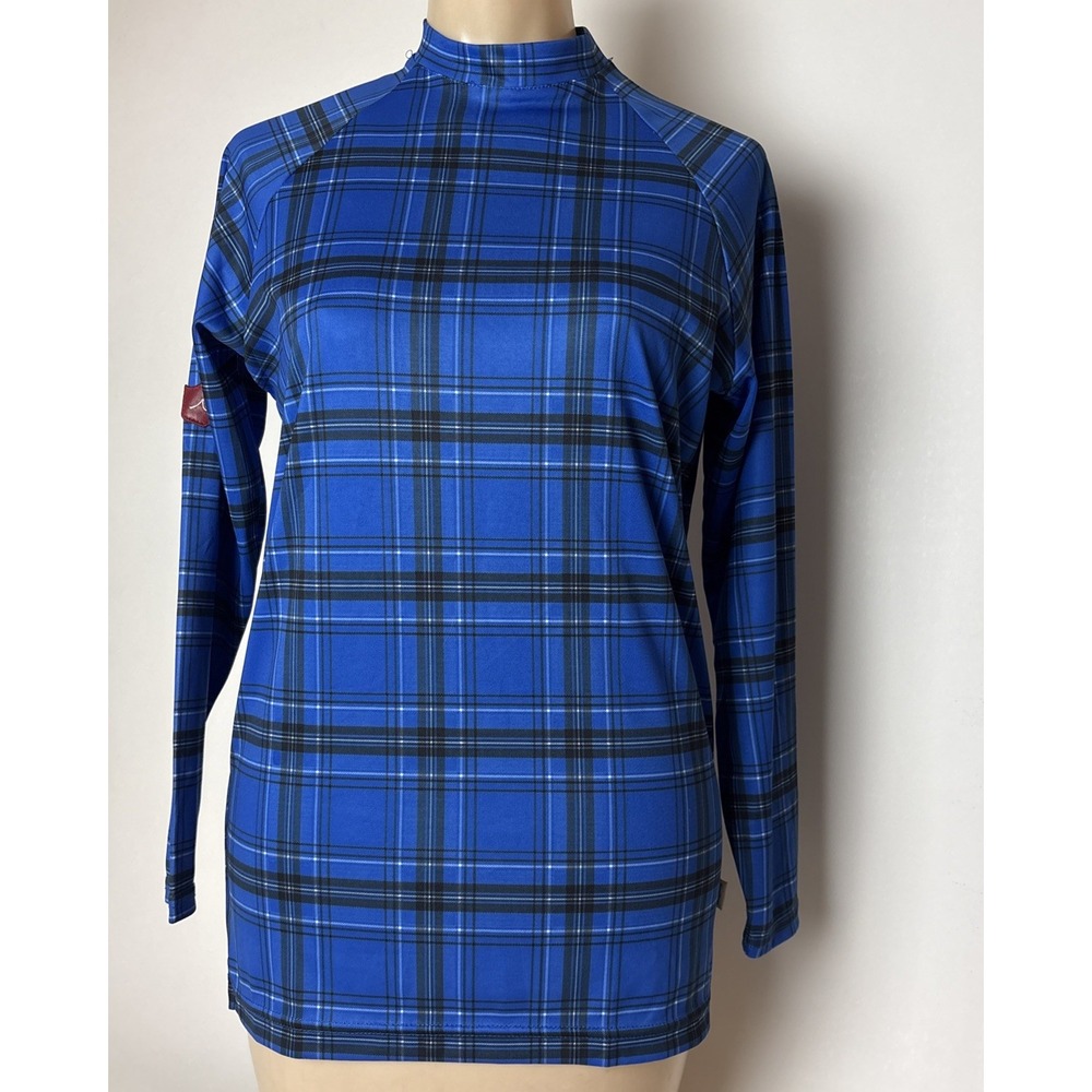 Iliac Golf Mock Neck Shirt Mens XS Base Layer Blue plaid